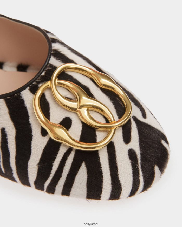 לבן Bally נעלי בית סמל עור פרווה נשים הַנעָלָה AS12D643