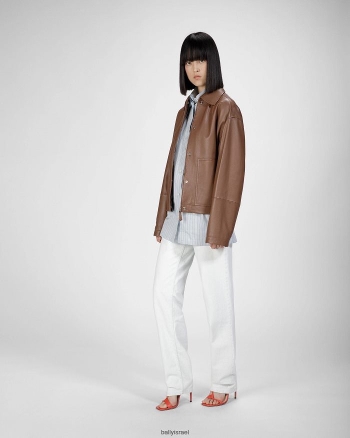 חום Bally מעיל עור נשים הַלבָּשָׁה AS12D698