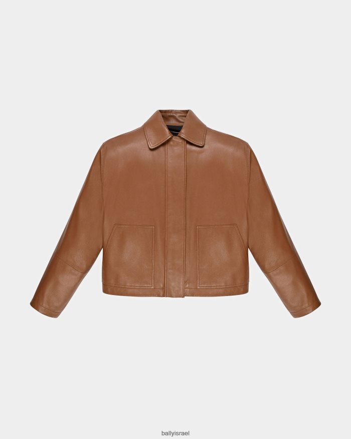 חום Bally מעיל עור נשים הַלבָּשָׁה AS12D698