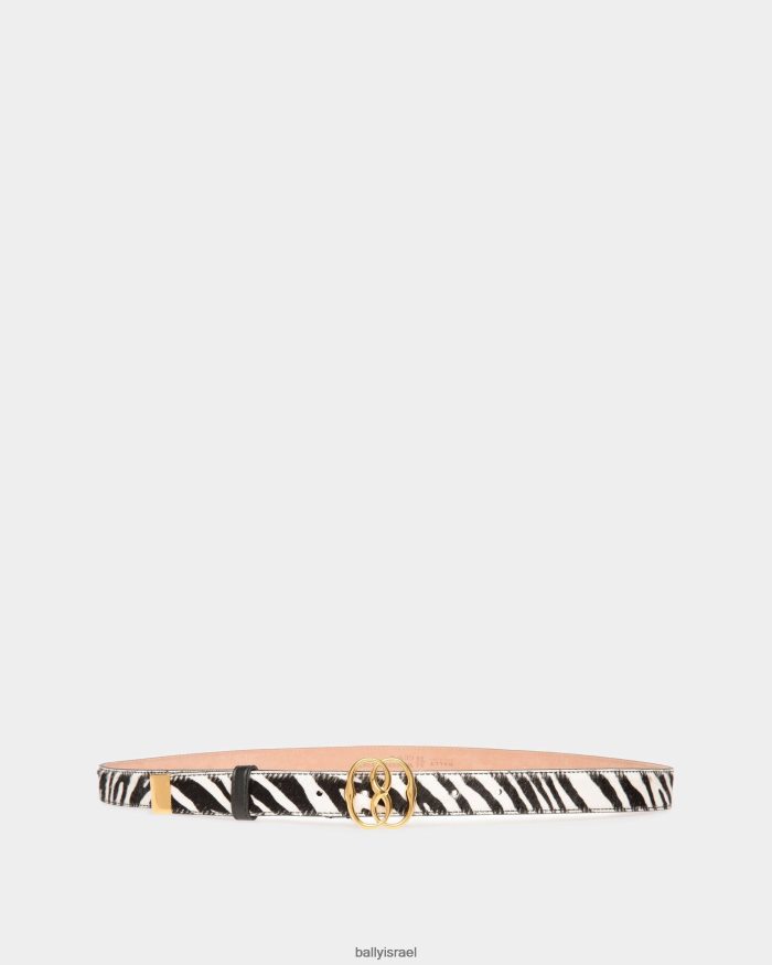 לבן Bally סמל חגורה קבועה עור עגל שיער נשים אביזרים AS12D712