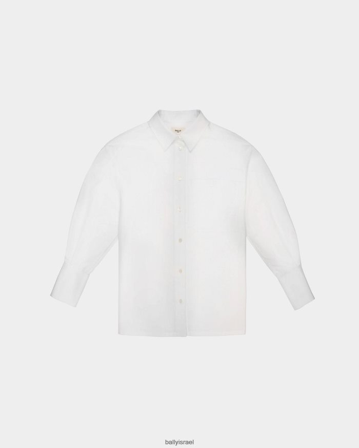 לבן Bally חולצת כותנה עם שרוולים ארוכים נשים הַלבָּשָׁה AS12D717