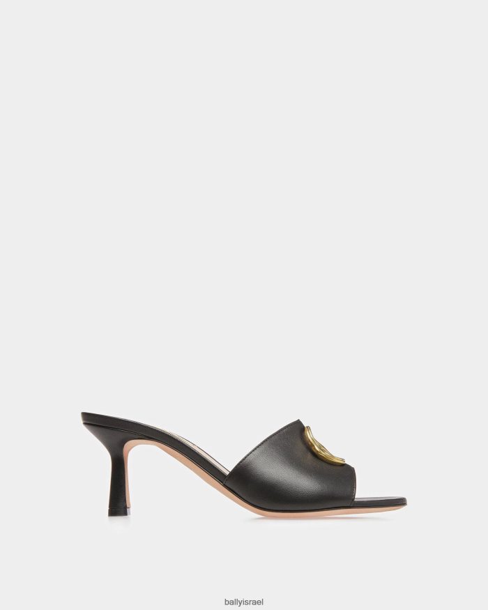 שָׁחוֹר Bally סנדלי סמל עור נשים הַנעָלָה AS12D72