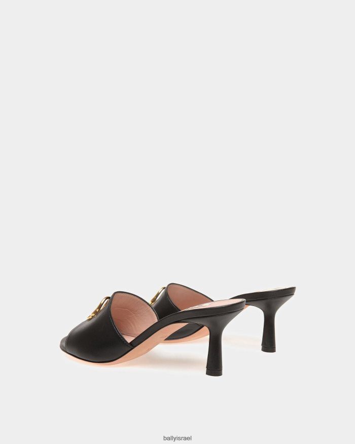 שָׁחוֹר Bally סנדלי סמל עור נשים הַנעָלָה AS12D72