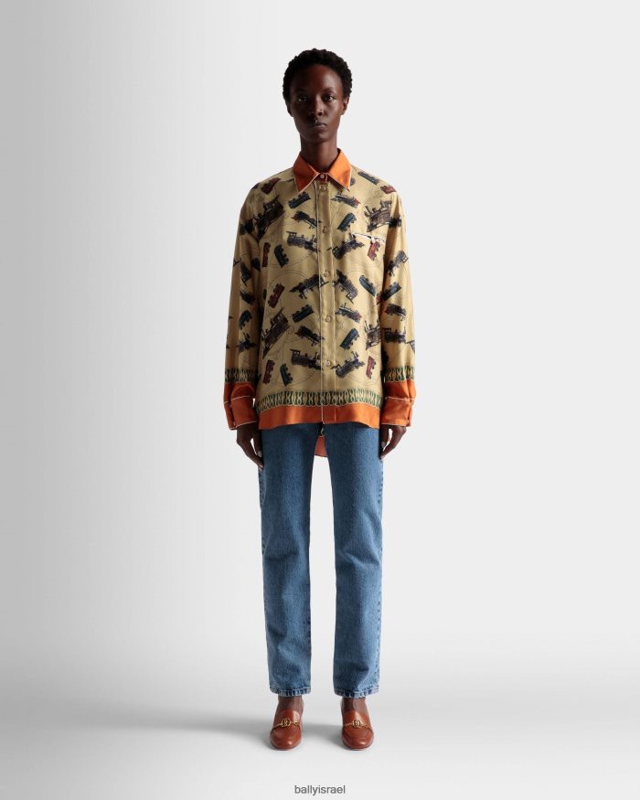 סַסגוֹנִיוּת Bally משי חולצת הדפס רכבת נשים הַלבָּשָׁה AS12D730