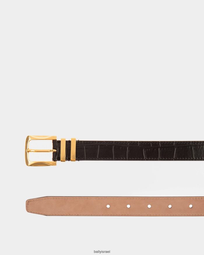 שָׁחוֹר Bally עור חגורה קבוע בארוק נשים אביזרים AS12D740