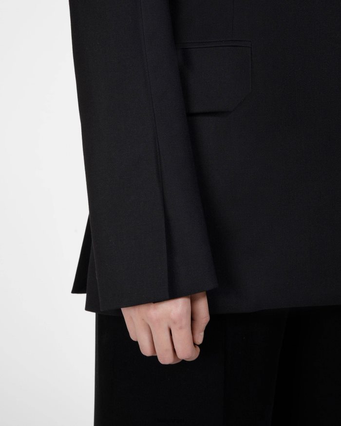 שָׁחוֹר Bally מעיל תערובת צמר נשים הַלבָּשָׁה AS12D747