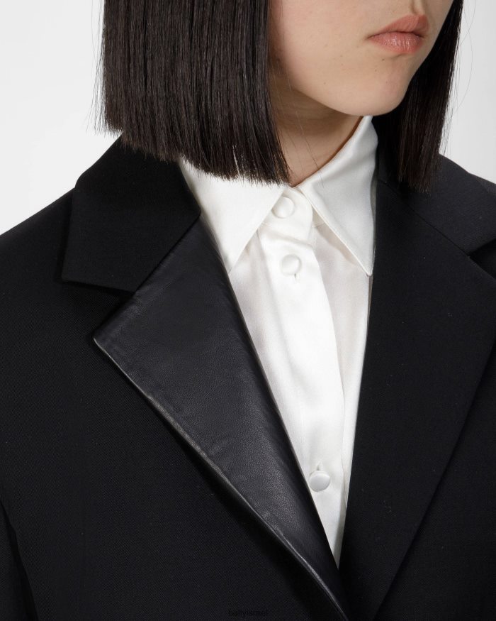 שָׁחוֹר Bally מעיל תערובת צמר נשים הַלבָּשָׁה AS12D747