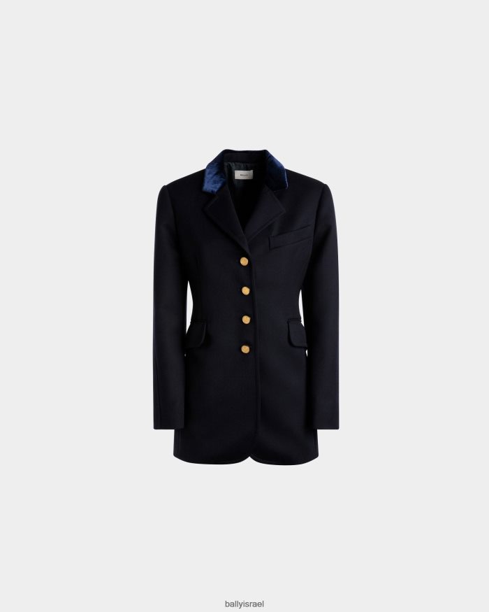 כְּחוֹל Bally ז'קט צווארון קטיפה נשים הַלבָּשָׁה AS12D748