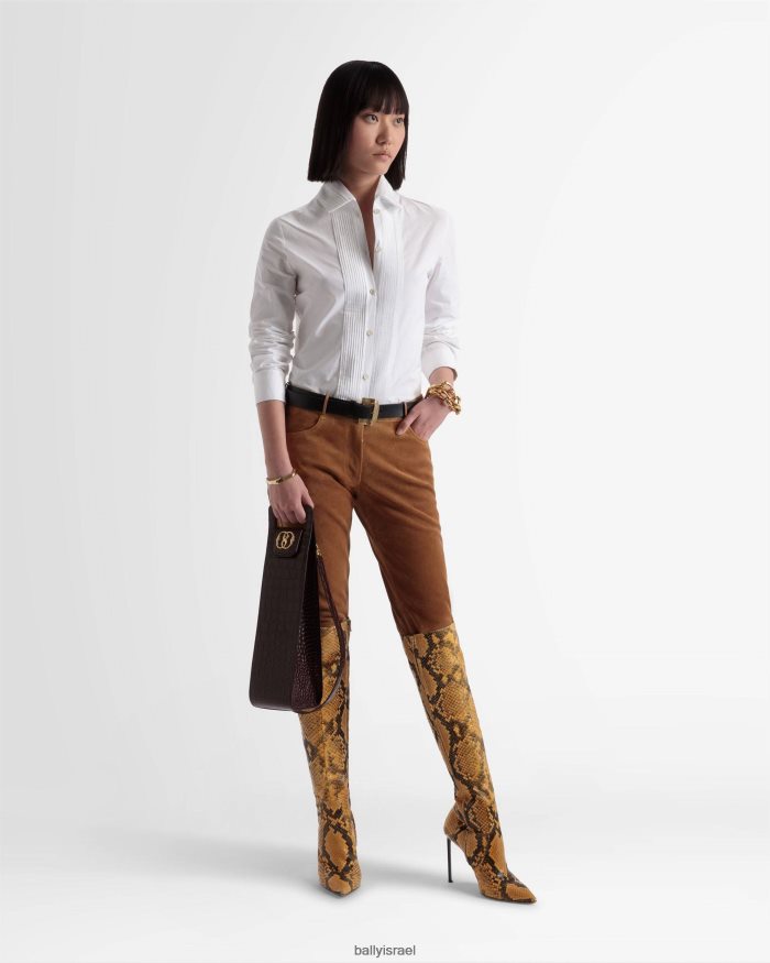 לבן Bally חולצת כיס קפלים מכותנה פופלין נשים הַלבָּשָׁה AS12D758