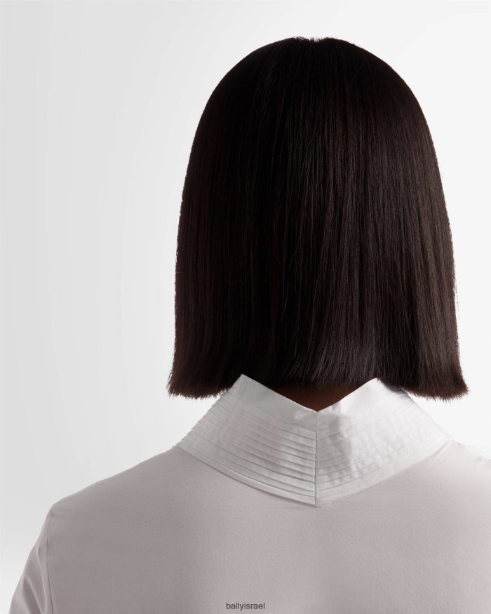 לבן Bally חולצת כיס קפלים מכותנה פופלין נשים הַלבָּשָׁה AS12D758