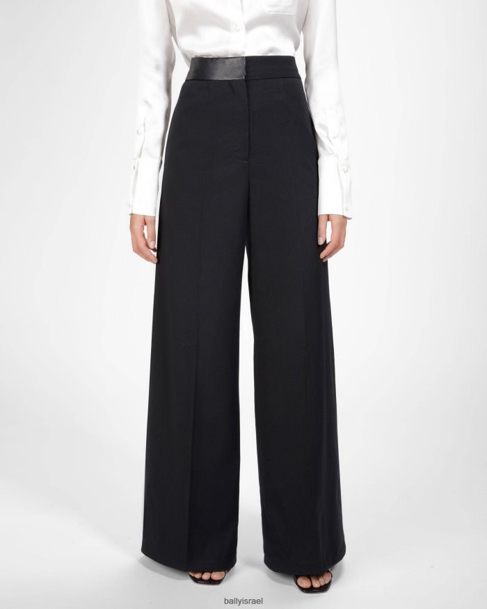 שָׁחוֹר Bally מכנסי תערובת צמר נשים הַלבָּשָׁה AS12D769