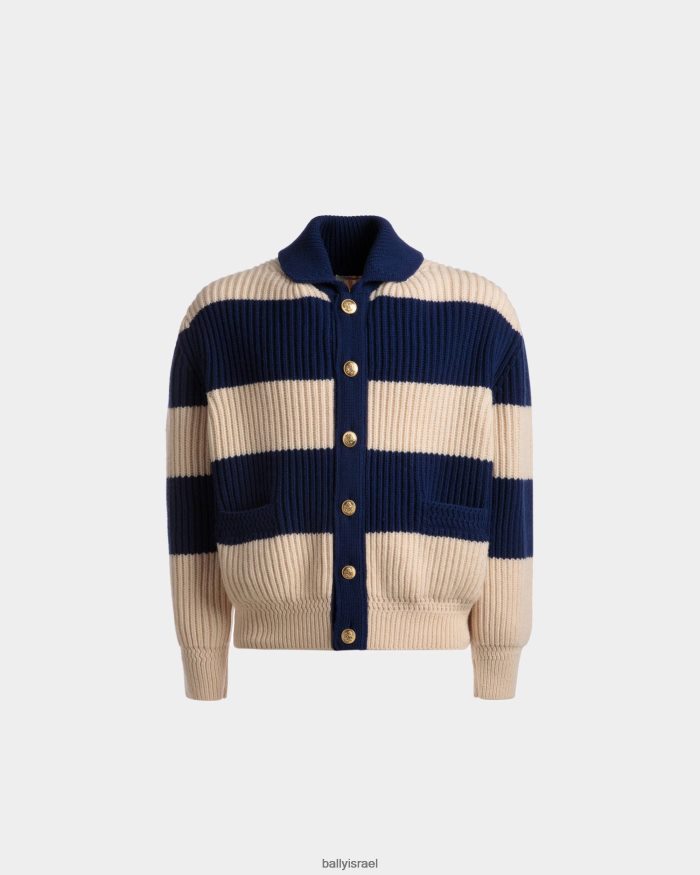 לבן Bally קרדיגן פסים גברים הַלבָּשָׁה AS12D772