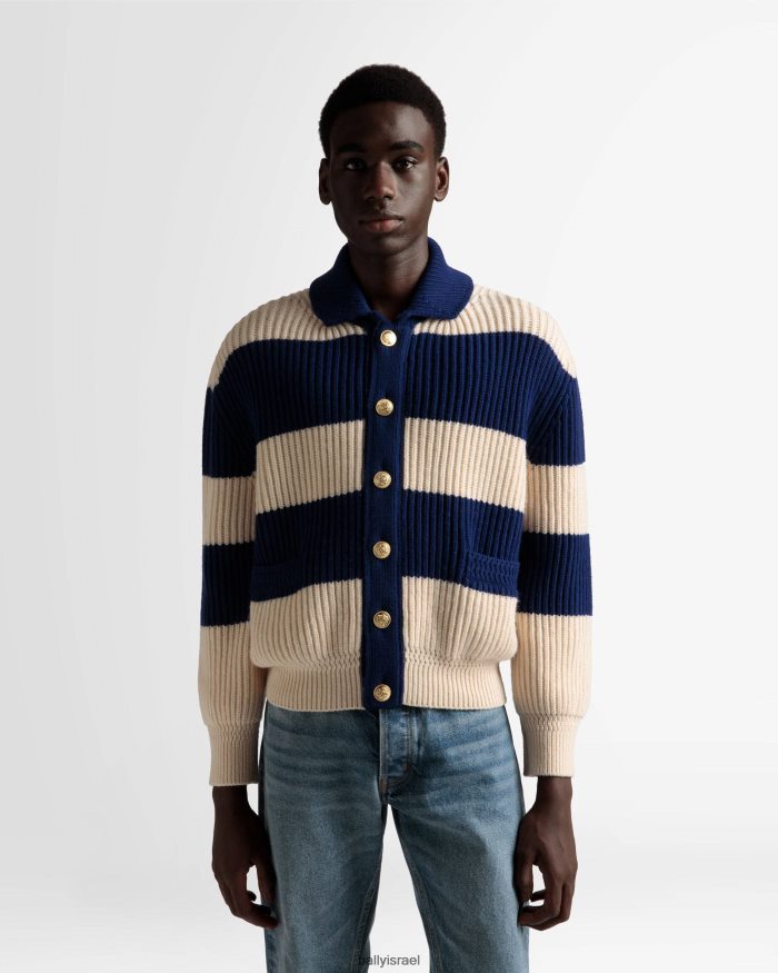 לבן Bally קרדיגן פסים גברים הַלבָּשָׁה AS12D772
