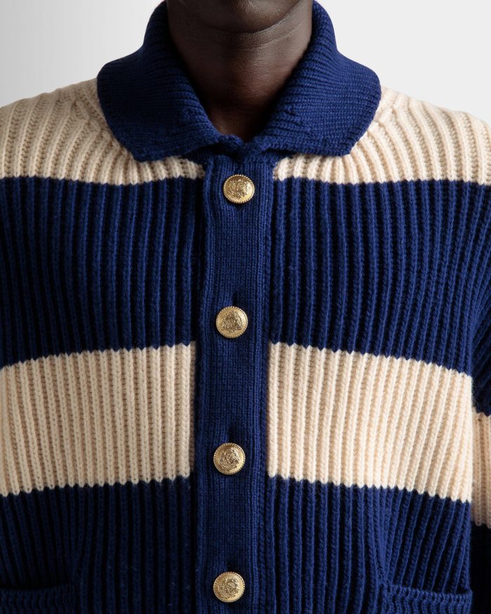 לבן Bally קרדיגן פסים גברים הַלבָּשָׁה AS12D772