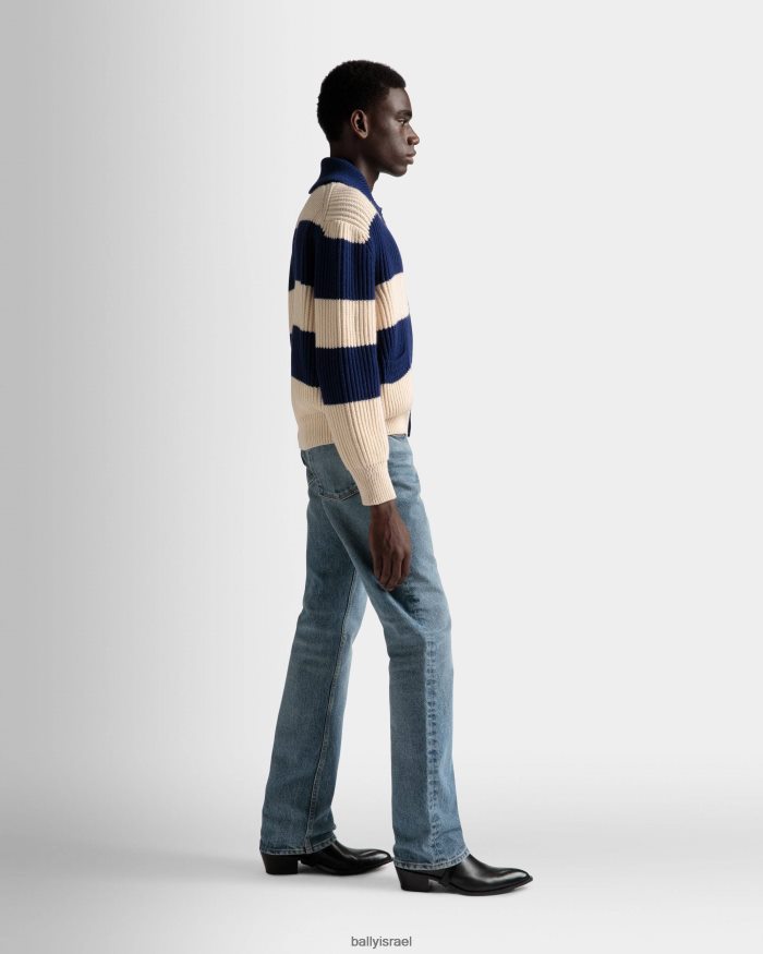 לבן Bally קרדיגן פסים גברים הַלבָּשָׁה AS12D772