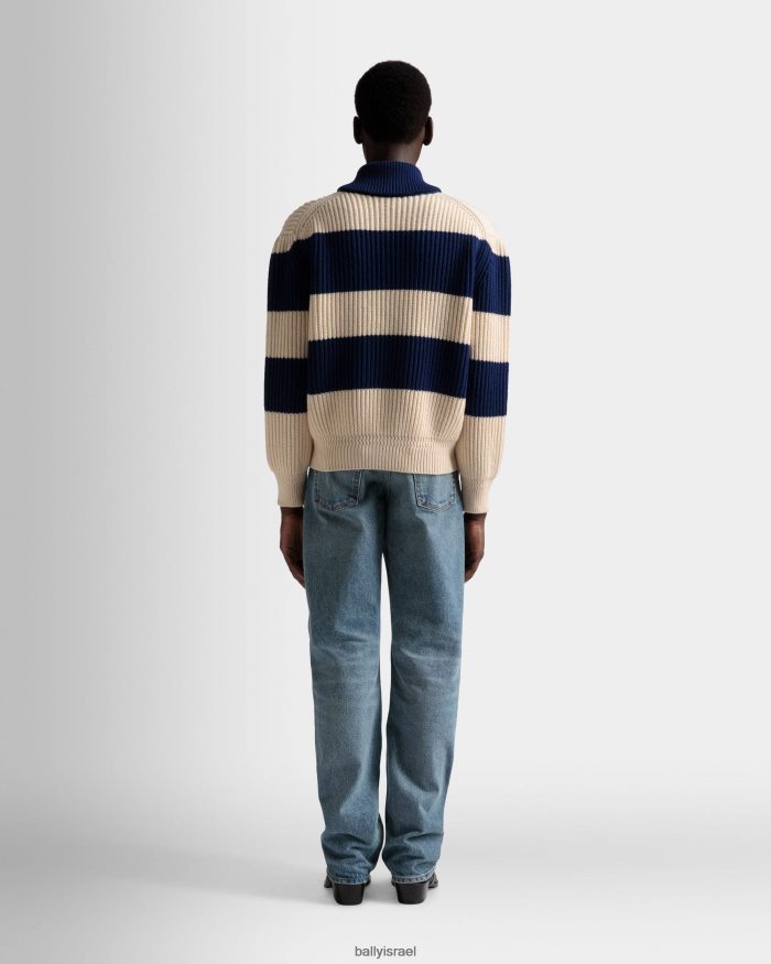 לבן Bally קרדיגן פסים גברים הַלבָּשָׁה AS12D772