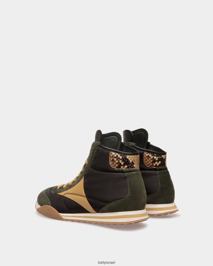 ירוק Bally נעלי סניקרס מעור ובד גברים הַנעָלָה AS12D779