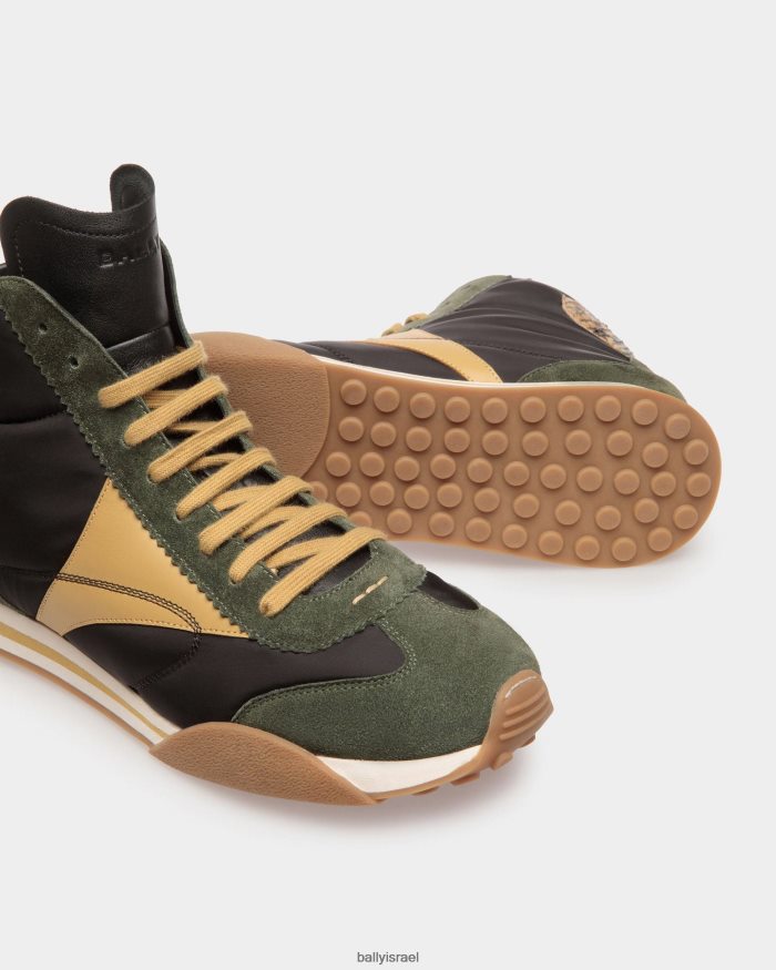 ירוק Bally נעלי סניקרס מעור ובד גברים הַנעָלָה AS12D779