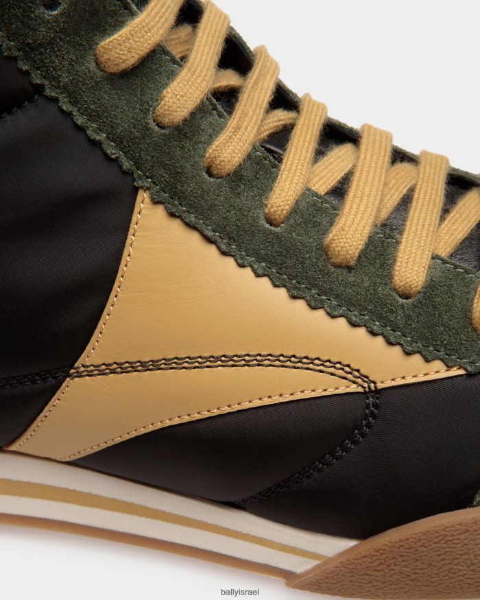 ירוק Bally נעלי סניקרס מעור ובד גברים הַנעָלָה AS12D779