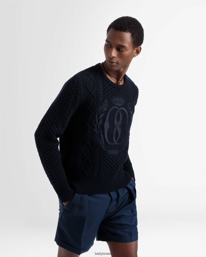 כְּחוֹל Bally צווארון סרוג גברים הַלבָּשָׁה AS12D783