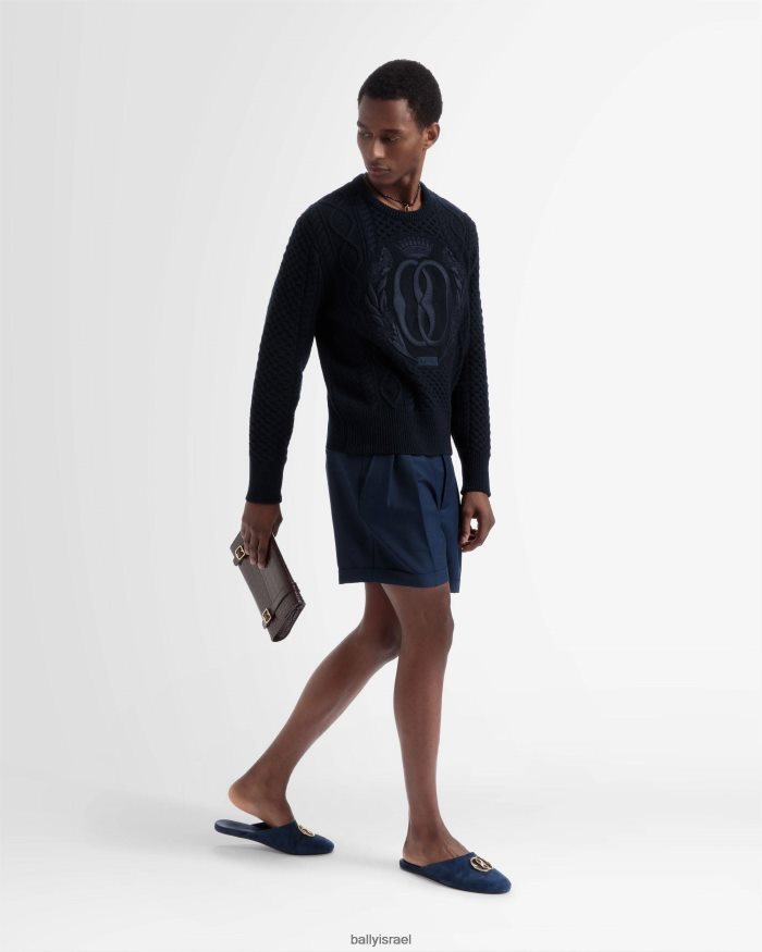 כְּחוֹל Bally צווארון סרוג גברים הַלבָּשָׁה AS12D783