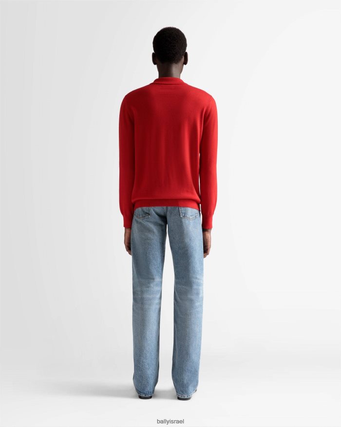 אָדוֹם Bally פולו עם שרוול ארוך גברים הַלבָּשָׁה AS12D786