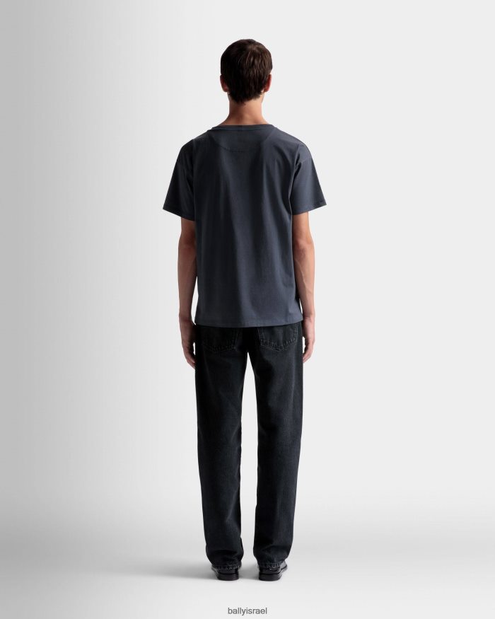 אֶבֶן Bally חולצת טריקו מוטיב רכבת כותנה גברים הַלבָּשָׁה AS12D797