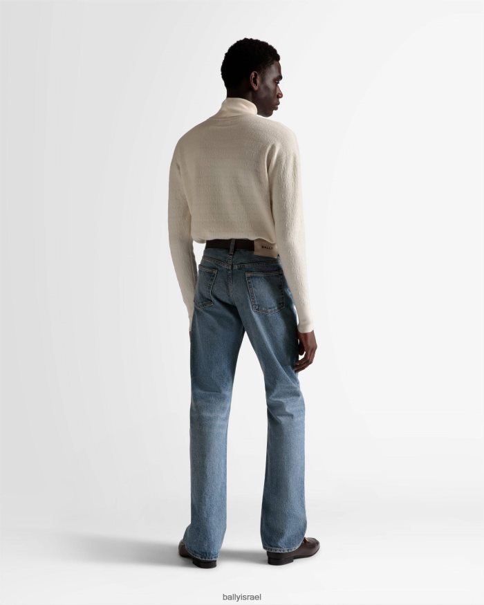 לבן Bally סוודר עם צווארון גליל גברים הַלבָּשָׁה AS12D809