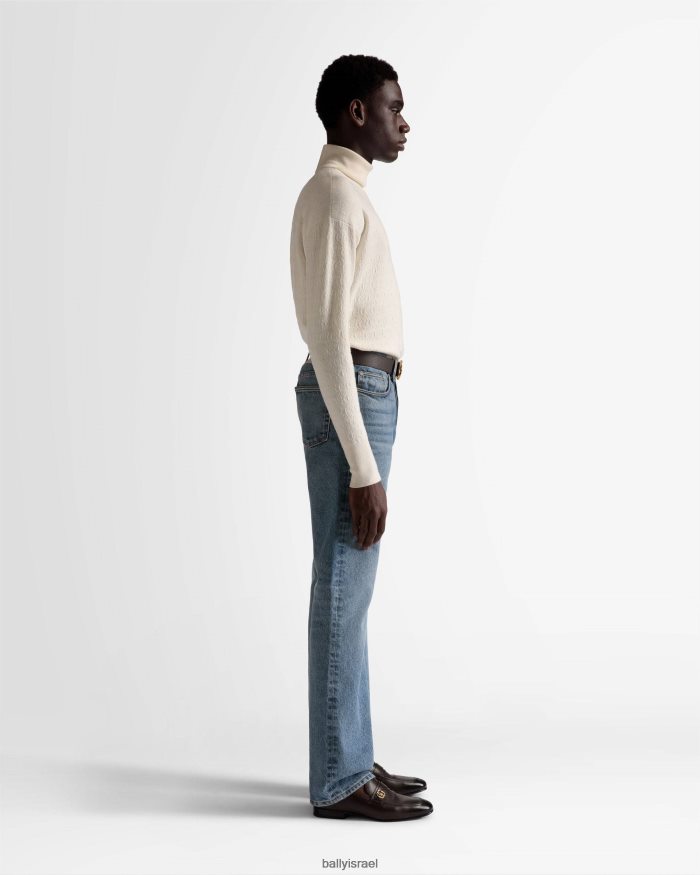 לבן Bally סוודר עם צווארון גליל גברים הַלבָּשָׁה AS12D809