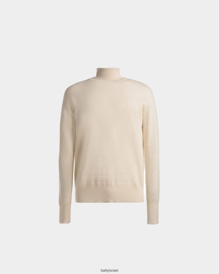 לבן Bally סוודר עם צווארון גליל גברים הַלבָּשָׁה AS12D809