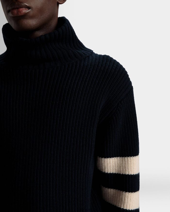 לבן Bally סוודר עם צווארון גליל גברים הַלבָּשָׁה AS12D813