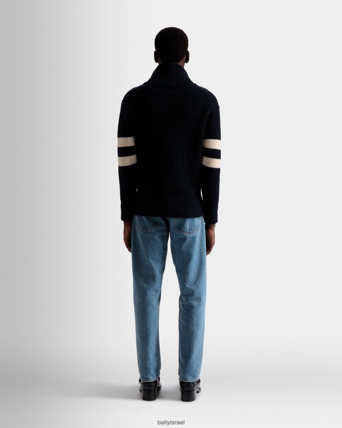 לבן Bally סוודר עם צווארון גליל גברים הַלבָּשָׁה AS12D813