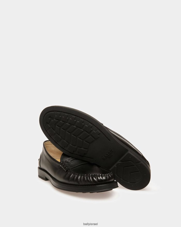 שָׁחוֹר Bally מוקסיני עור רודי גברים הַנעָלָה AS12D827