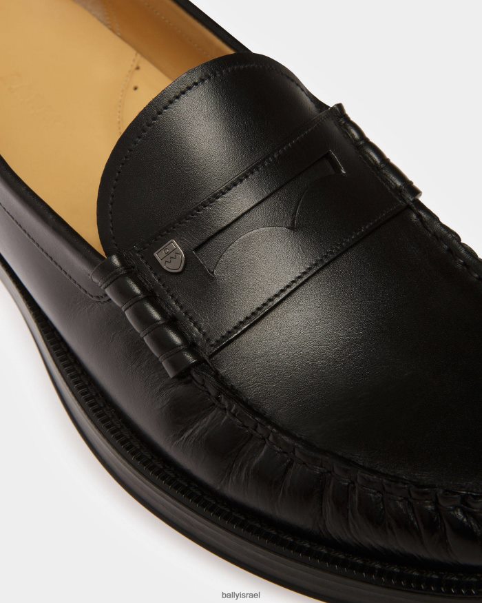 שָׁחוֹר Bally מוקסיני עור רודי גברים הַנעָלָה AS12D827