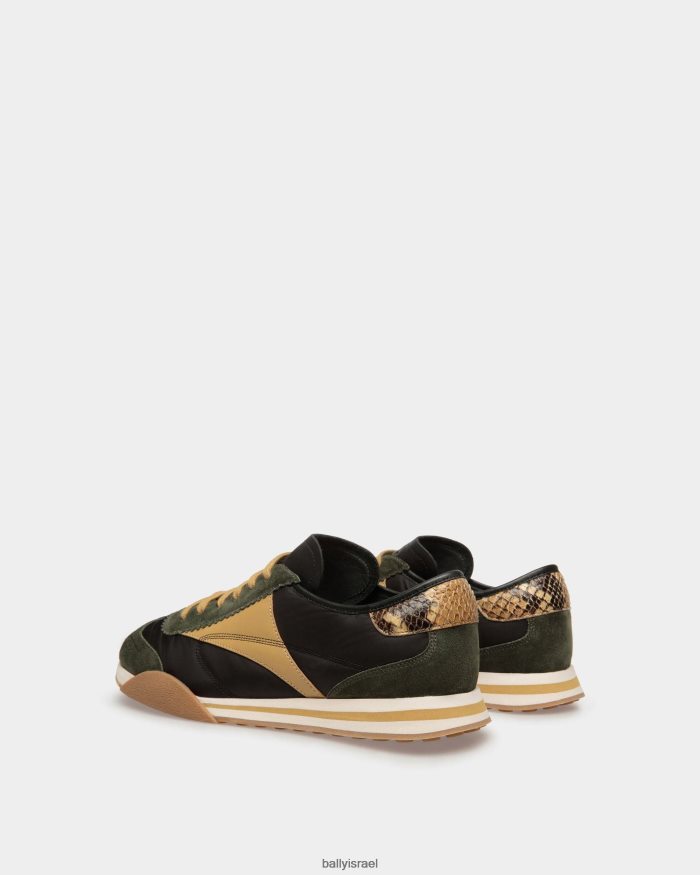 ירוק Bally נעלי סניקרס מעור ובד גברים הַנעָלָה AS12D830