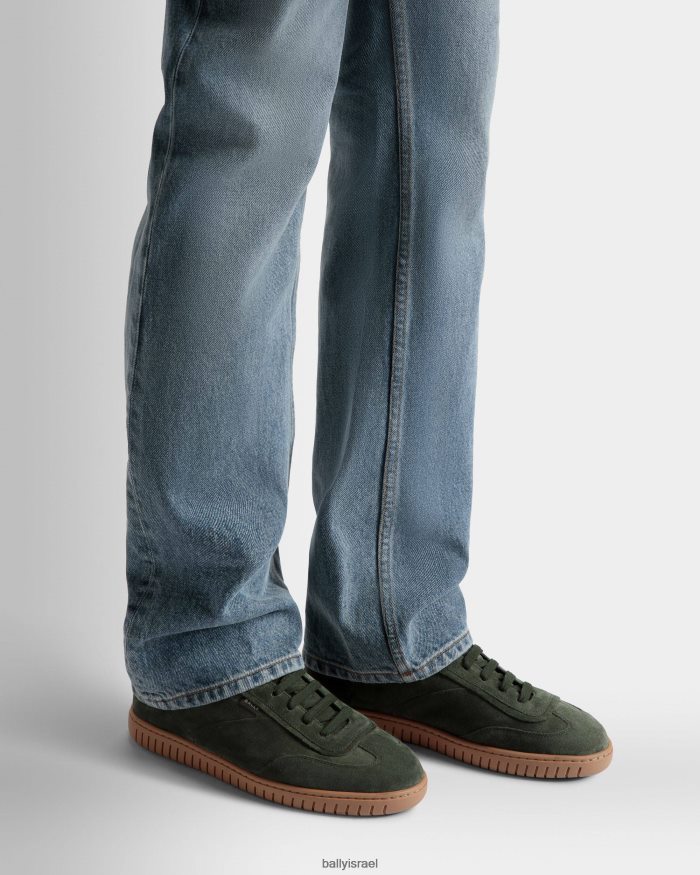 ירוק Bally נעלי ספורט לנגן ועור ענבר גברים הַנעָלָה AS12D837