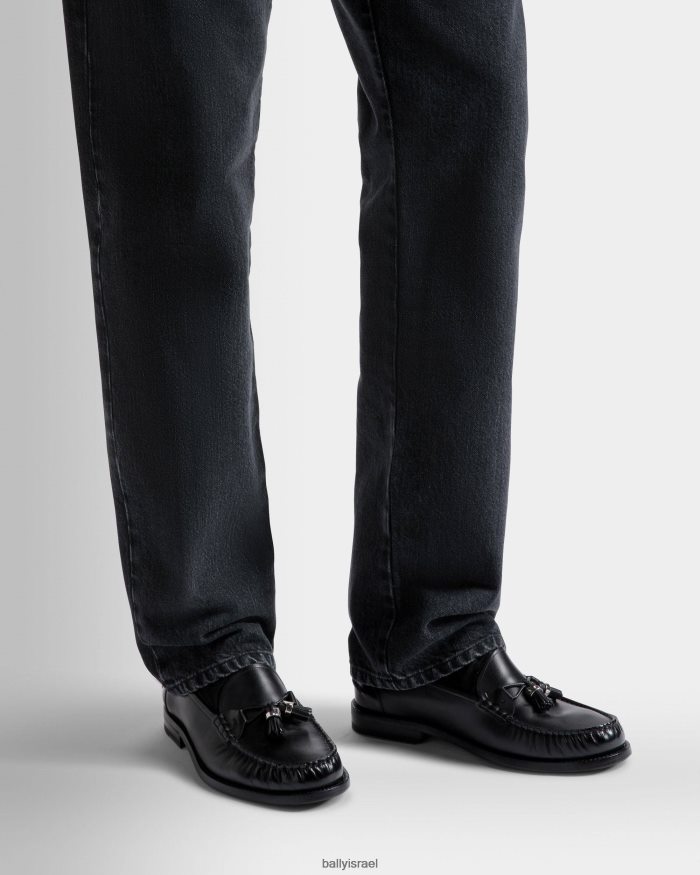 שָׁחוֹר Bally עור מוקסינים של רומא גברים הַנעָלָה AS12D838