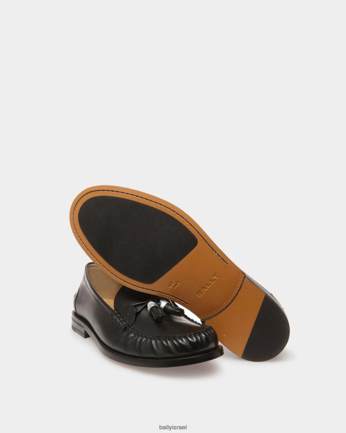 שָׁחוֹר Bally עור מוקסינים של רומא גברים הַנעָלָה AS12D838