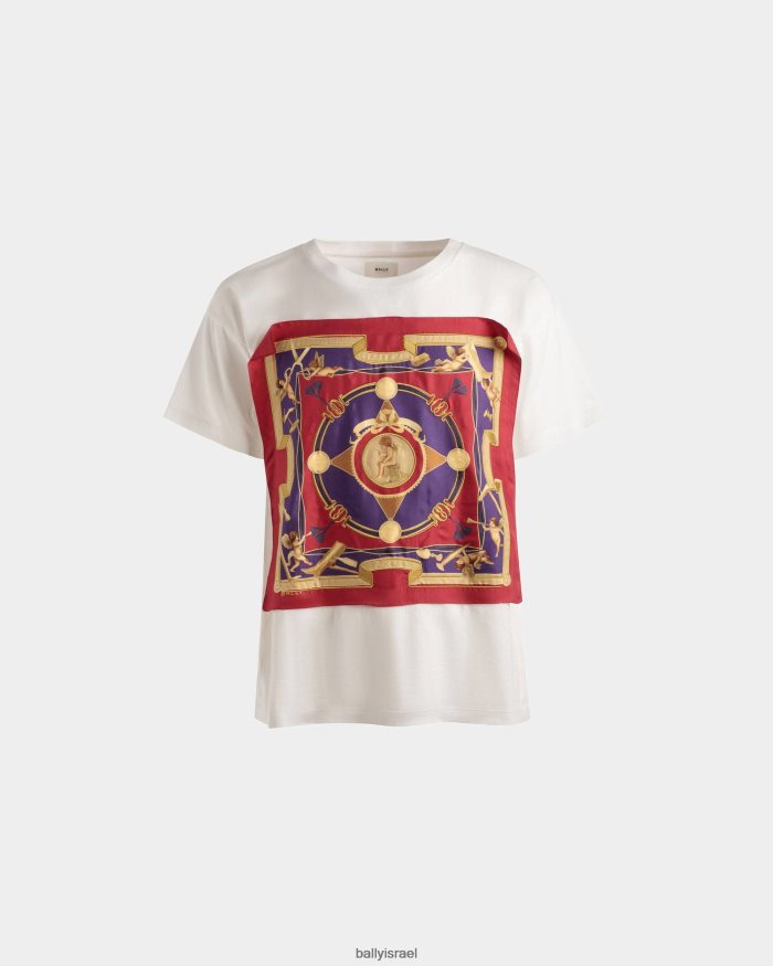 לבן Bally חולצת טריקו מודפסת כותנה גברים הַלבָּשָׁה AS12D863