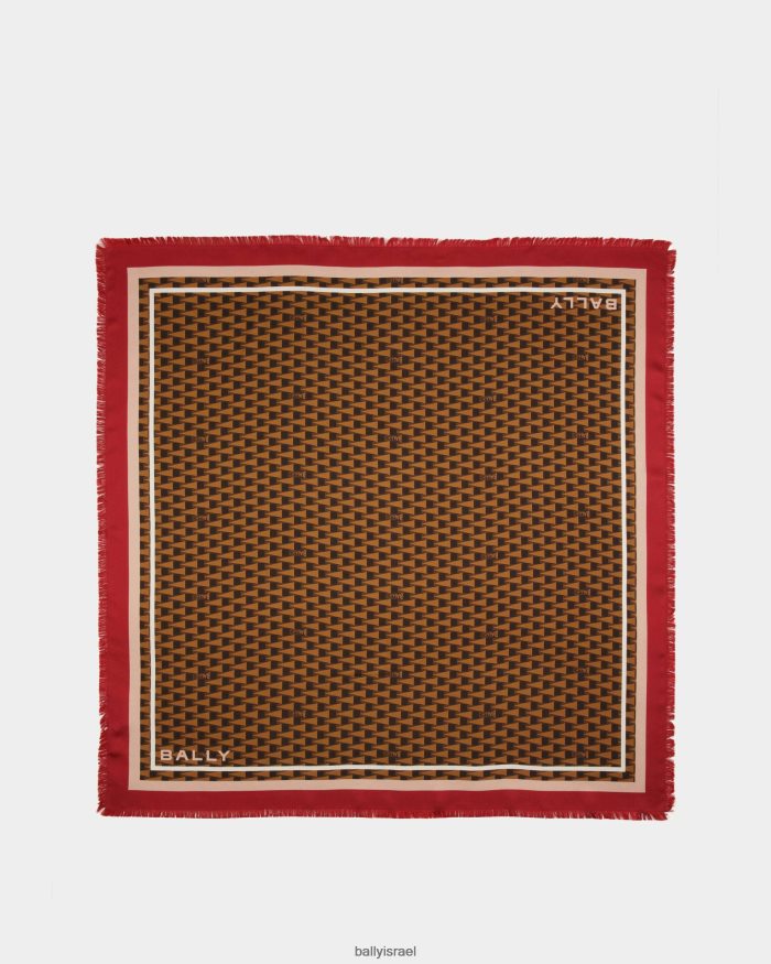 חום Bally צעיף מרובע בהדפס דגלונים נשים אביזרים AS12D89