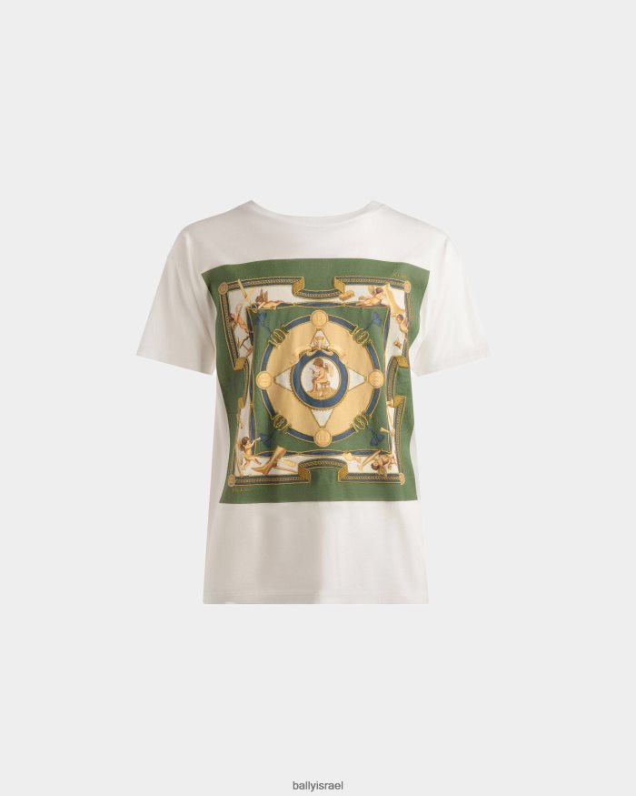 לבן Bally חולצת טריקו מודפסת כותנה גברים הַלבָּשָׁה AS12D891