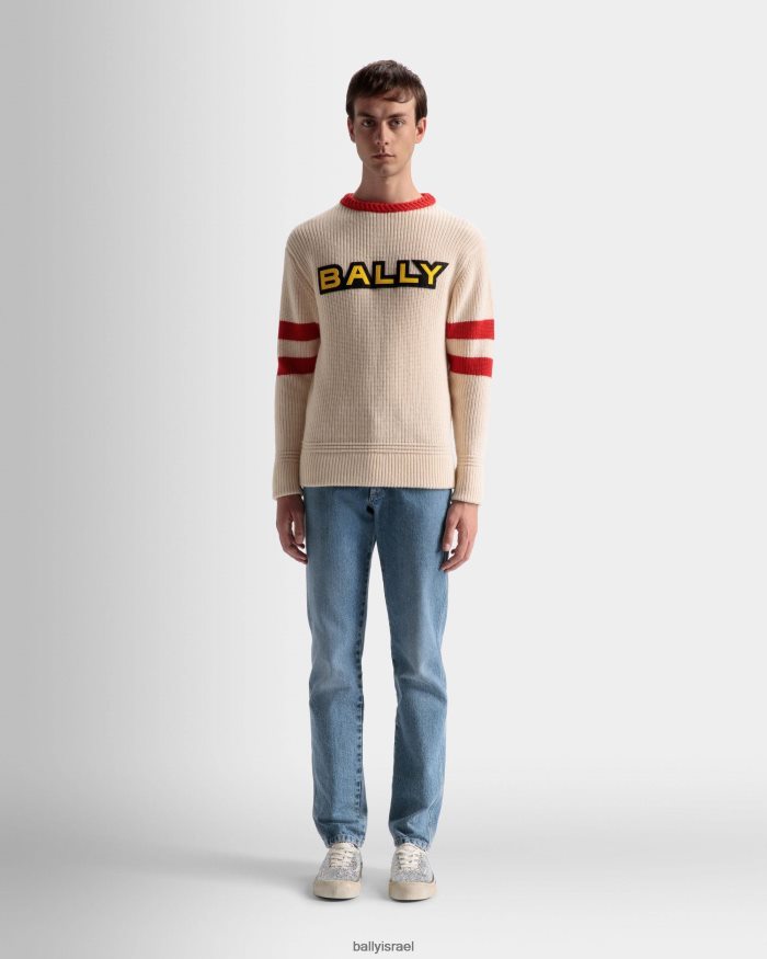 לבן Bally סוודר עם צווארון צוואר גברים הַלבָּשָׁה AS12D895