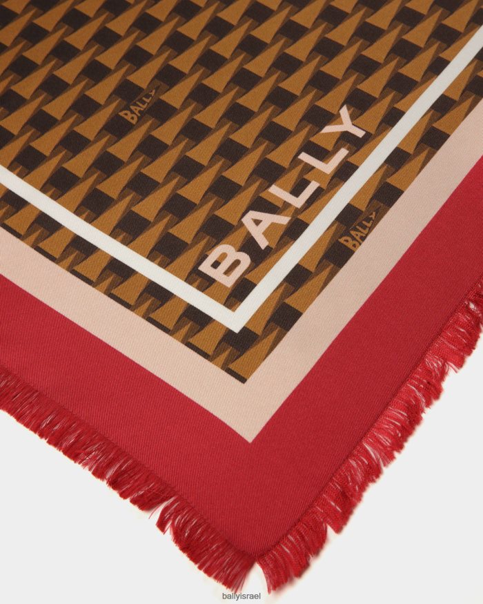 חום Bally צעיף מרובע בהדפס דגלונים נשים אביזרים AS12D89