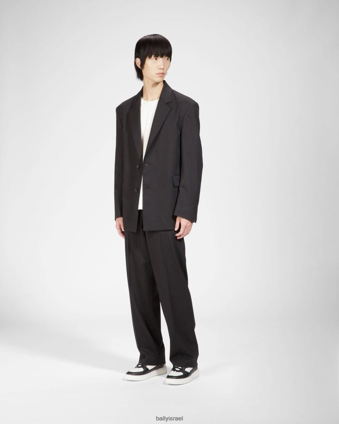 שָׁחוֹר Bally נעלי ספורט מרטין מעור ובד גברים הַנעָלָה AS12D925