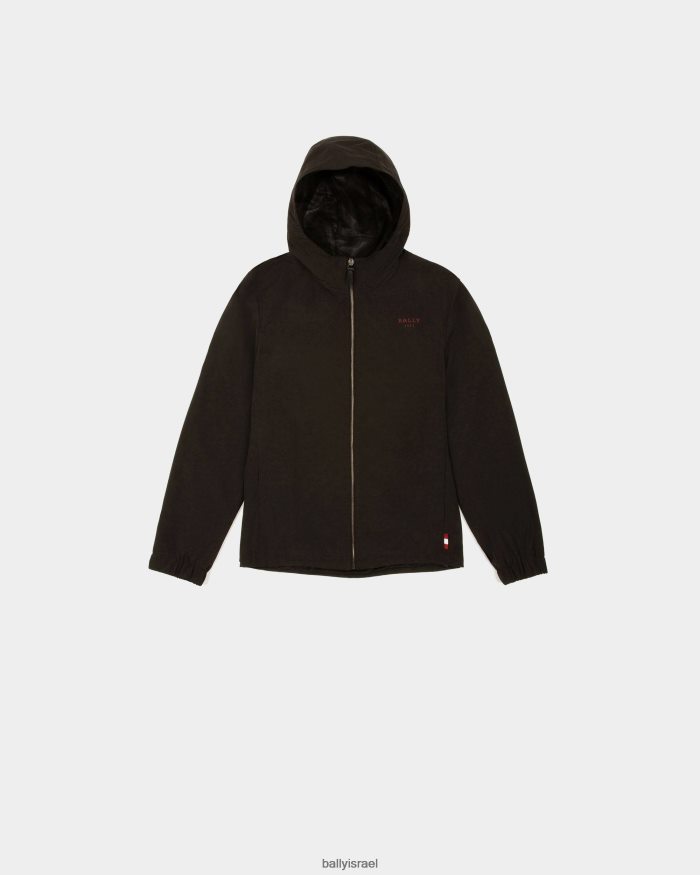 שָׁחוֹר Bally מעיל מניילון רוח גברים הַלבָּשָׁה AS12D932