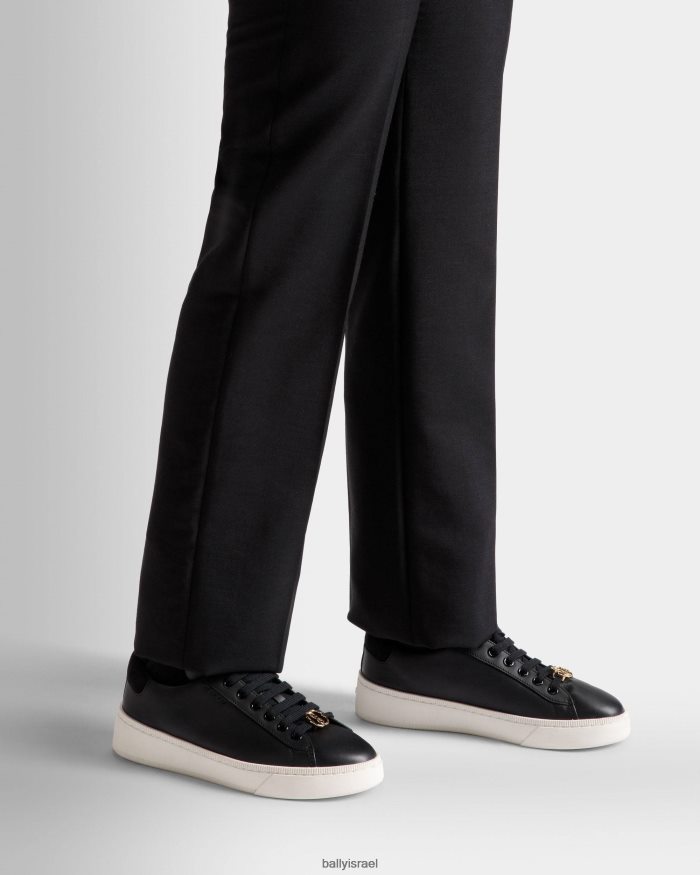 שָׁחוֹר Bally להעלות נעלי ספורט עור נשים הַנעָלָה AS12D93