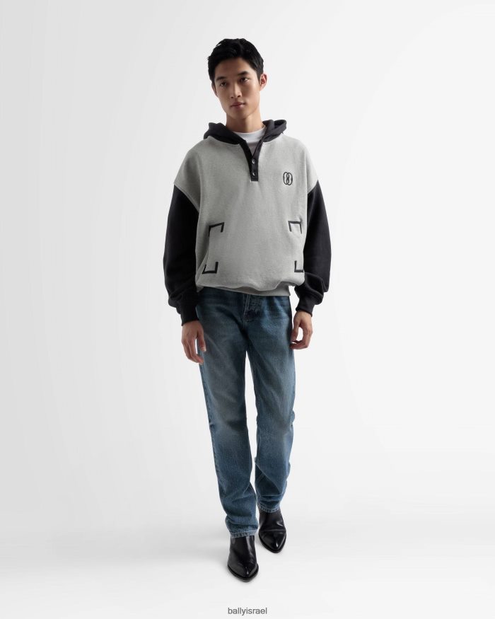 אפור Bally סוודר קפוצ'ון דו-צבעי כותנה גברים הַלבָּשָׁה AS12D964