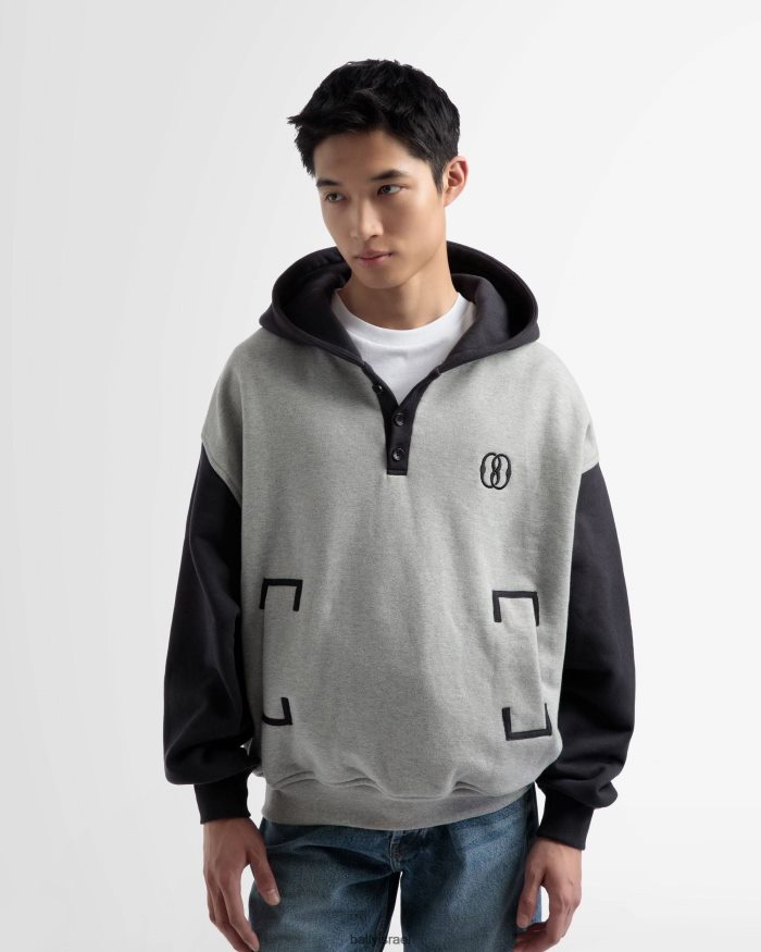 אפור Bally סוודר קפוצ'ון דו-צבעי כותנה גברים הַלבָּשָׁה AS12D964