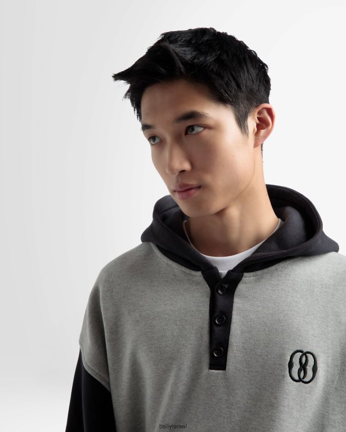 אפור Bally סוודר קפוצ'ון דו-צבעי כותנה גברים הַלבָּשָׁה AS12D964