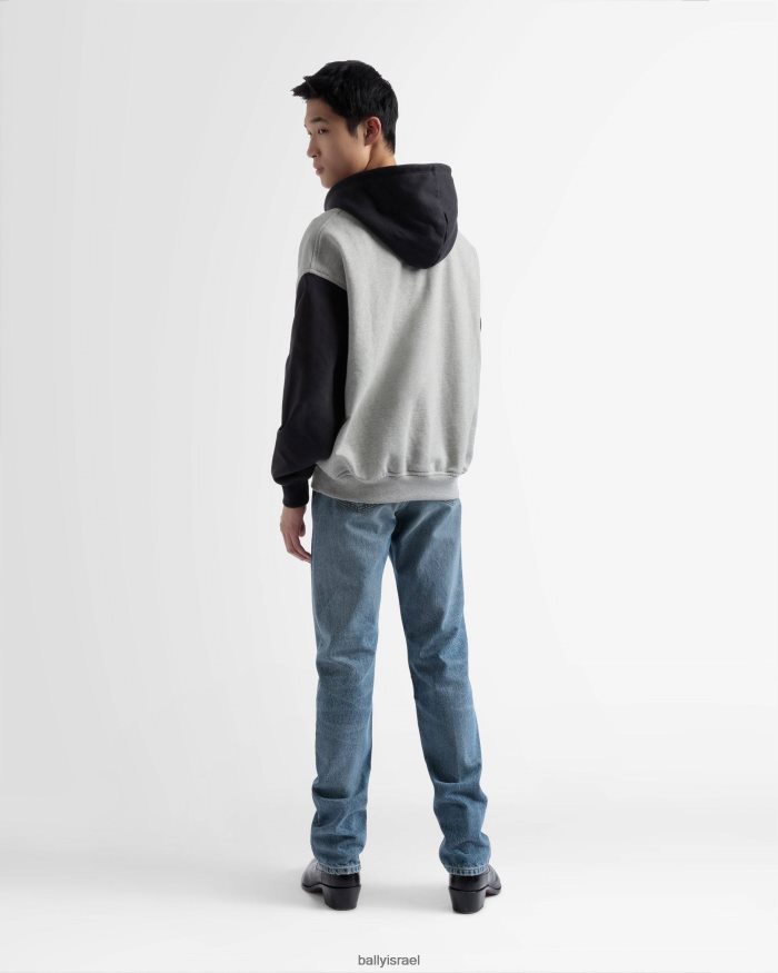 אפור Bally סוודר קפוצ'ון דו-צבעי כותנה גברים הַלבָּשָׁה AS12D964